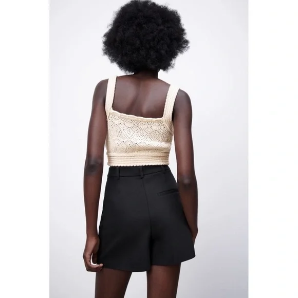 Zara High Rise Shorts Flowy With Button Black Size M - Picture 3 of 9